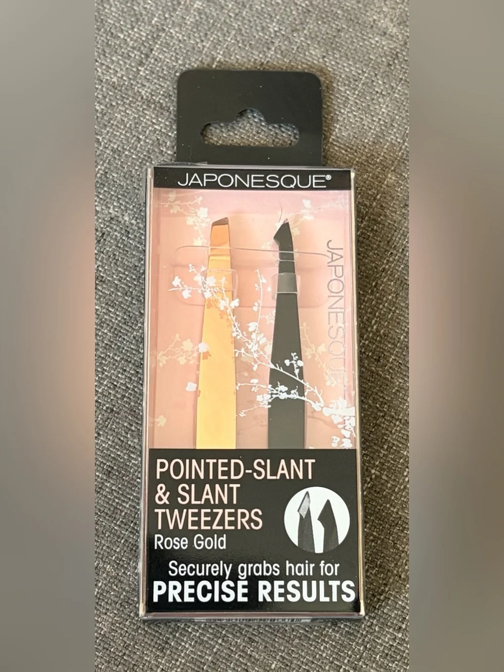 JAPONESQUE Pointed Slant & Slant Tweezers Rose Gold 2 Piece Set New